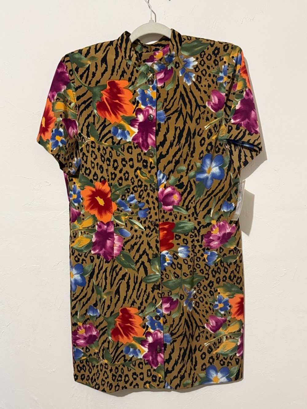 Kathy Lee Collection Multicolor Floral & Animal Print Button-Down Shirt